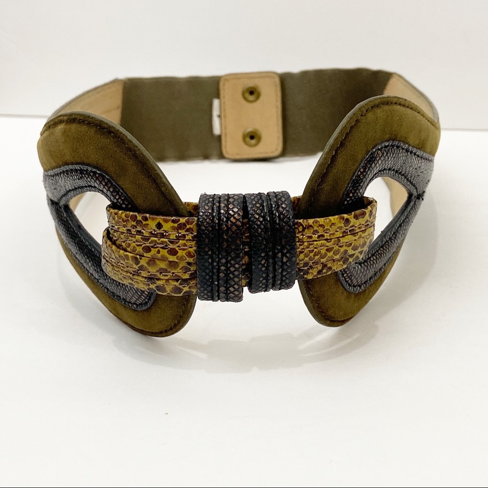 LOFT 80s Inspired Waist Belt. Green & Snakeskin